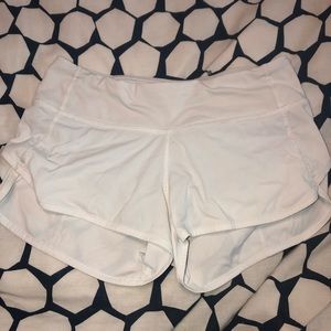 White lulu lemon speed up shorts